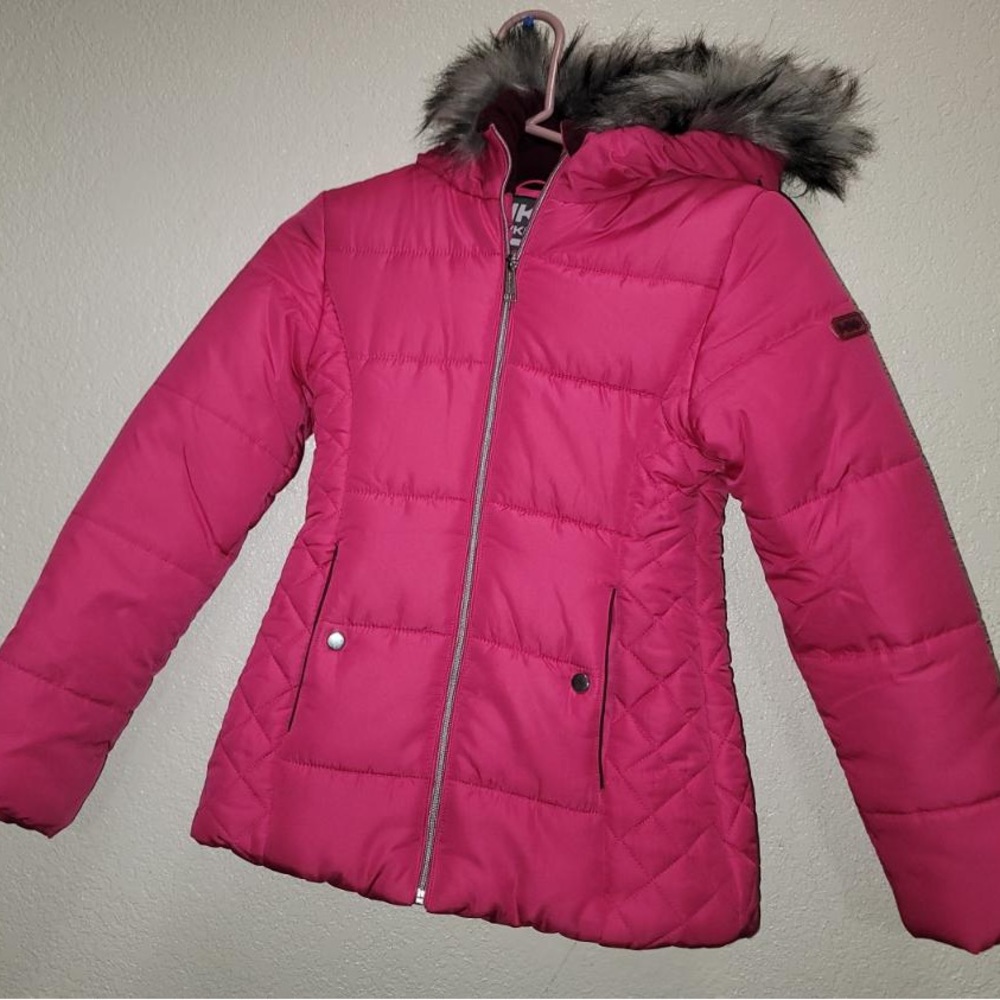 Pink Hawke & Co puff coat with fur